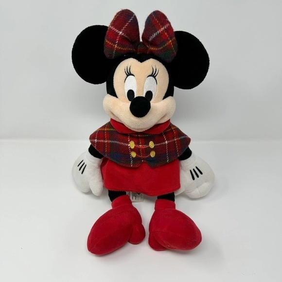 Disney Collection Holiday Minnie Mouse Plaid Cape and Bow 2015 Collectible Plush - Picture 1 of 15